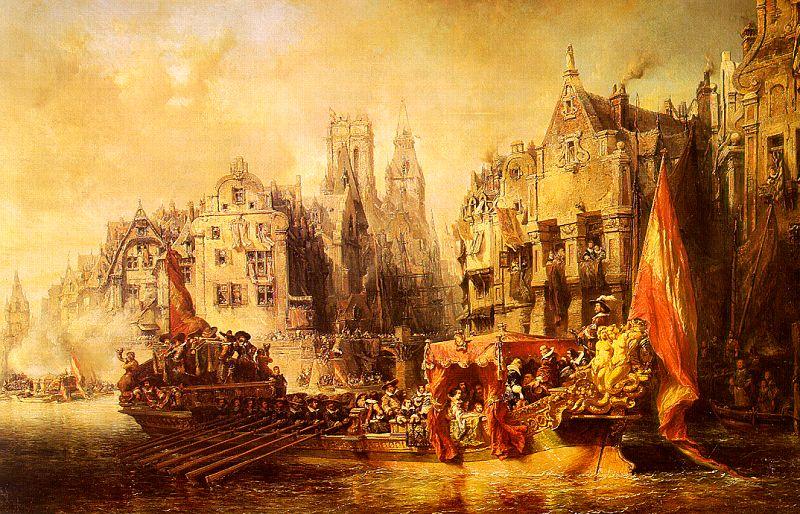  Eugene Isabey Arrival of the Duke of Alba at Rotterdam in 1567 oil painting picture